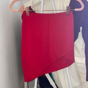 Asymmetrical Red Mini Skirt